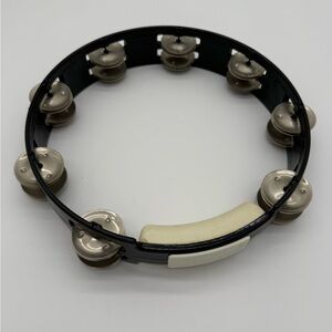 True Colors Handheld Tambourine with Double Jingles - Black and Silver